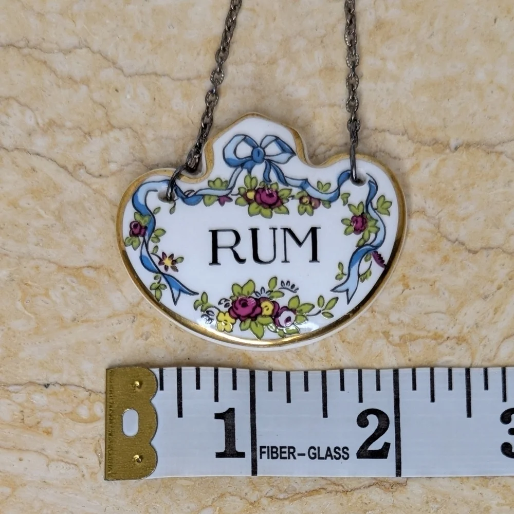 Vintage Coalport Bone China Decanter Rum Tag Label With Chain